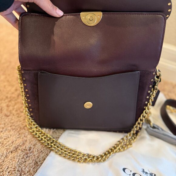 COACH® | Burgundy  double flap with gold and leather straps and wallet - Picture 5 of 14